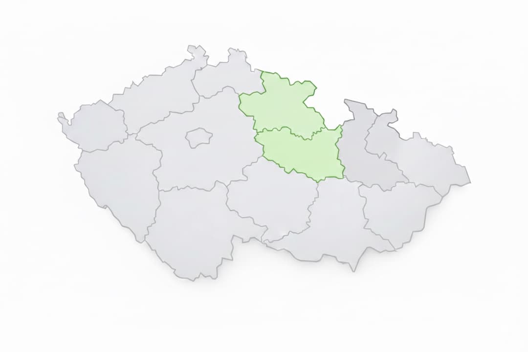 Mapa oblastí působnosti – Pardubický a Královéhradecký kraj
